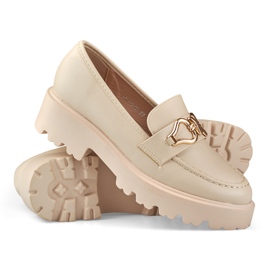 Naisten beige-loaferit eko-nahasta 1