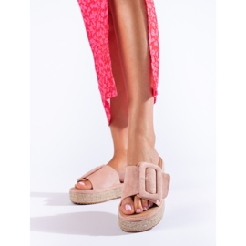 Shelovet mokkanahkaa espadrille-liukumäet vaaleanpunainen 1