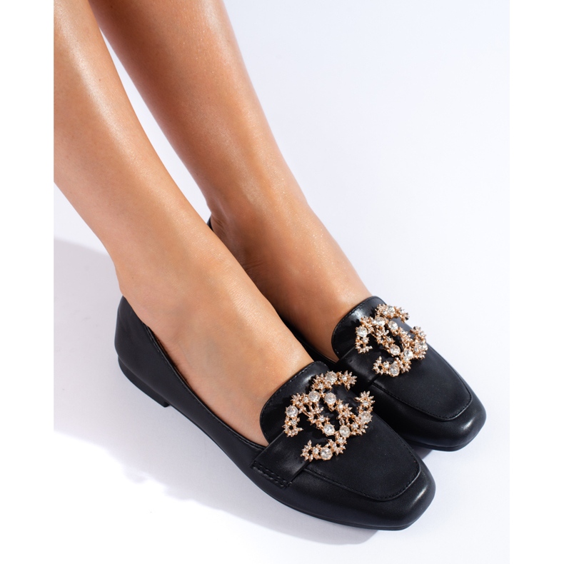 Shelovet naisten mustat tekojalokiviloaferit 1