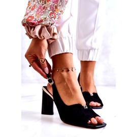 S. BARSKI Naisten mokkanan sandaalit postissa koristeella musta 1