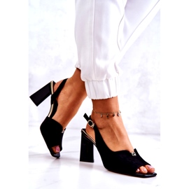 S. BARSKI Naisten mokkanan sandaalit postissa koristeella musta 2