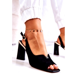 S. BARSKI Naisten mokkanan sandaalit postissa koristeella musta 7