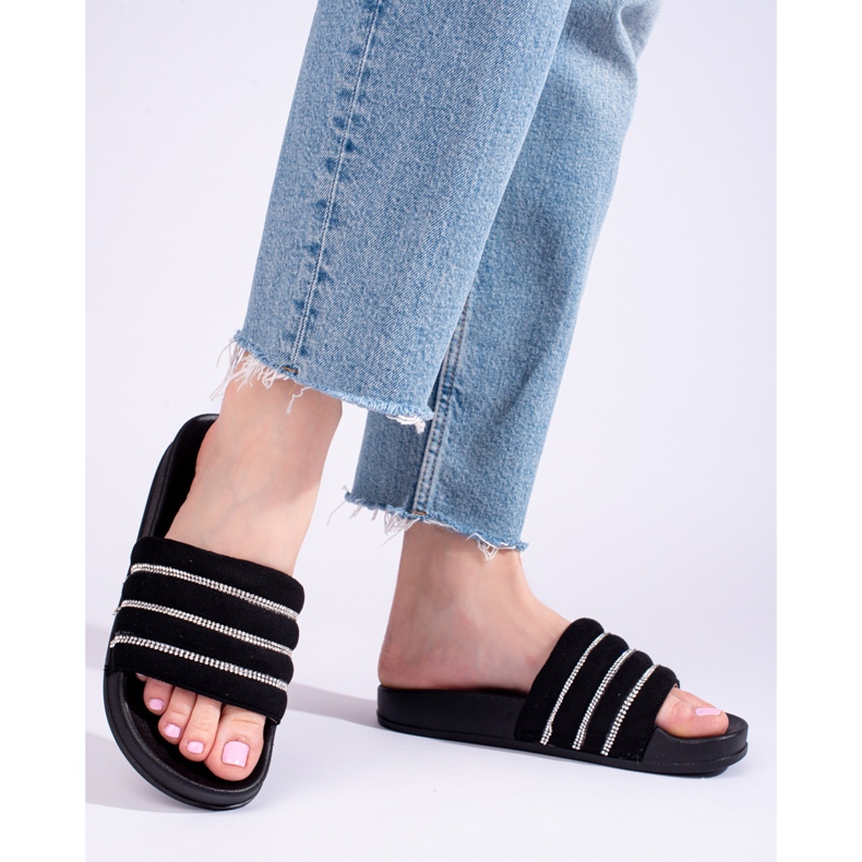 Naisten mustat sandaalit kuutiozirkonia Shelovetilla 1