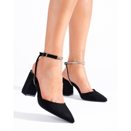 Shelovetin mustat mokkanahkaiset avokorkopumput 1