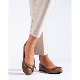 Naisten ruskeat ballerinat Shelovet-rusetilla 1
