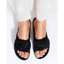 Naisten mustat mokkanahkaiset tossut Shelovet-tasolla 2