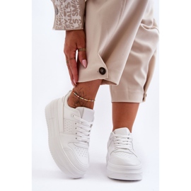 FJ1 Naisten nahkaiset urheilukengät massiivisella alustalla, valkoinen Belisso 1