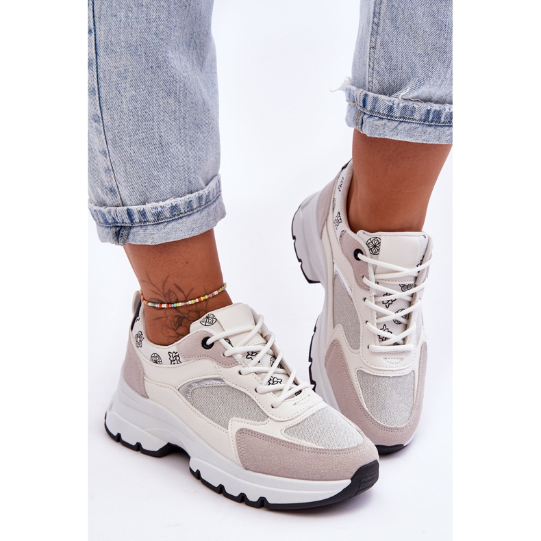 PM1 Nauhalliset urheilukengät valkoisella pakoalustalla valkoinen 1