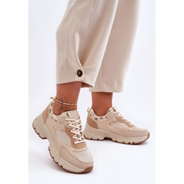 PM1 Lace-Up Trainers Beige Platform Escape 1