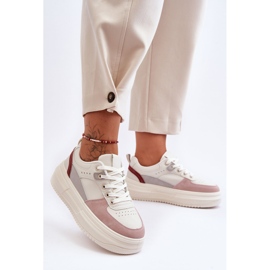 FJ1 Naisten urheilukengät massiivisella alustalla, valkoinen ja vaaleanpunainen Gemma 1