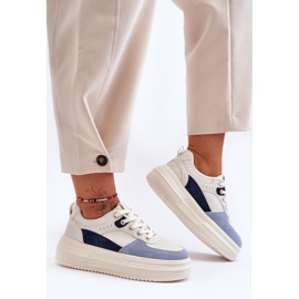 FJ1 Naisten urheilukengät massiivisella alustalla, valkoinen ja sininen Gemma 1