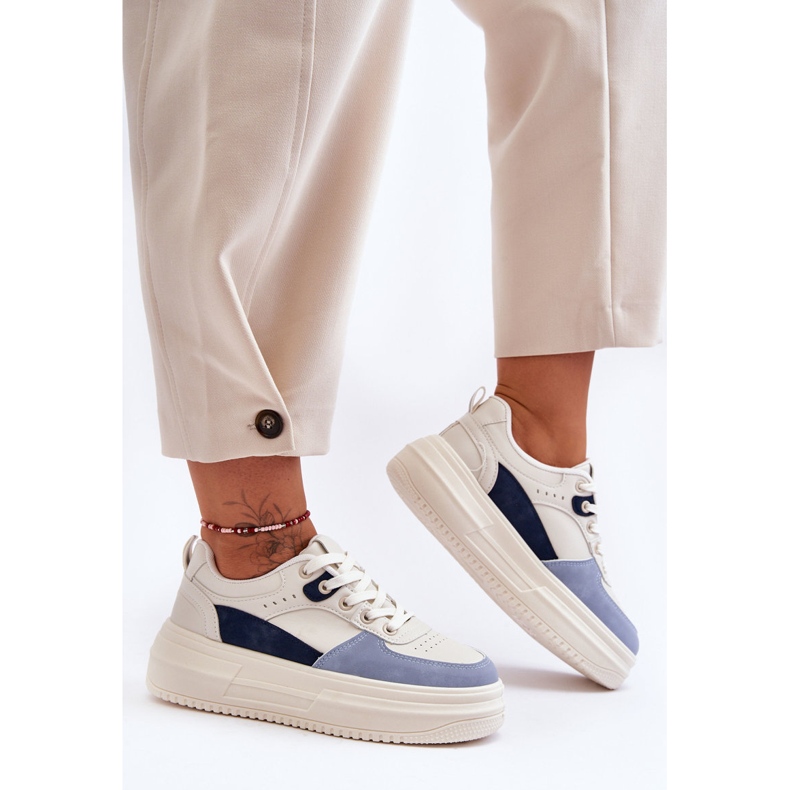 FJ1 Naisten urheilukengät massiivisella alustalla, valkoinen ja sininen Gemma 1