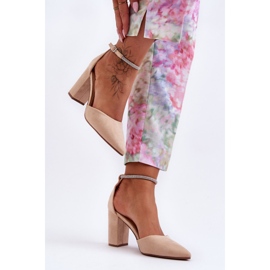 Suede pumput Zirkoni Beige Diamond 1