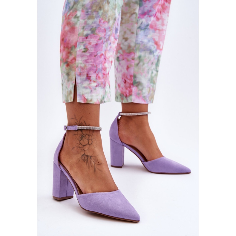 Suede pumput Cubic Zirkonia Purple Diamond violetti 1
