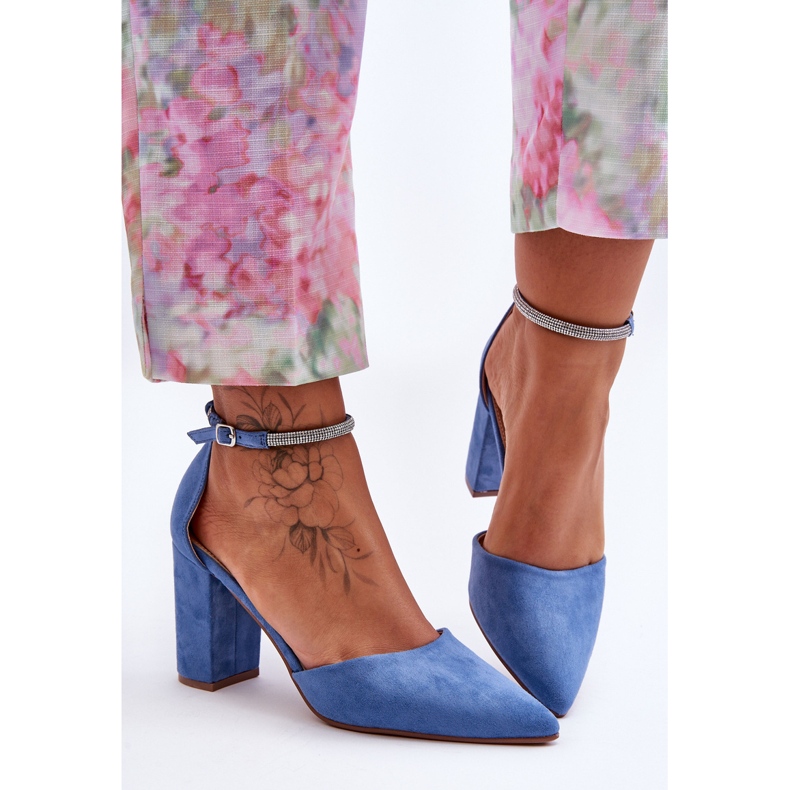 PS1 Timantinsiniset mokkanahkapumput kuutiozirkonialla sininen 2