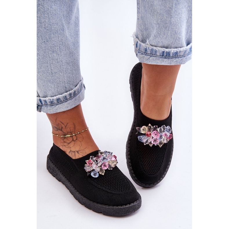 PM1 Naisten lenkkarit, joissa on mustat yksinkertaiset kivet 2