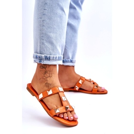 Naisten flip -Flops, jolla on suuret nastat oranssia 4