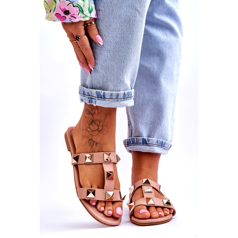 Naisten tossut, joilla on suuret alaston nastat vaaleanpunainen 1