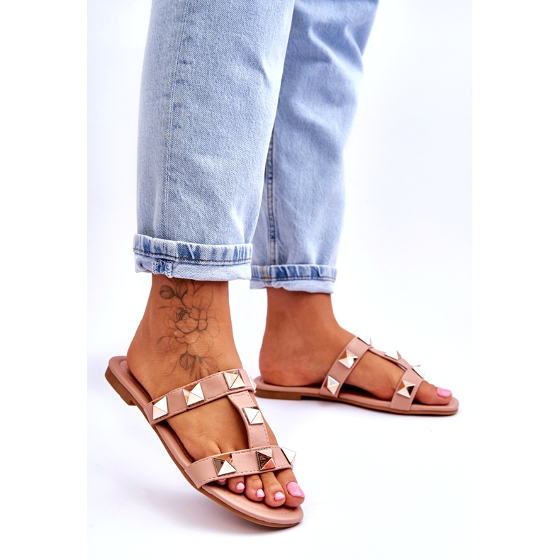 Naisten tossut, joilla on suuret alaston nastat vaaleanpunainen 2