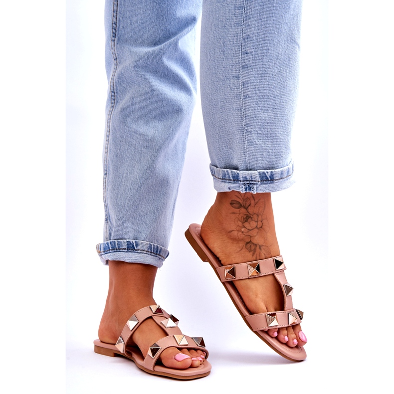 Naisten tossut, joilla on suuret alaston nastat vaaleanpunainen 5