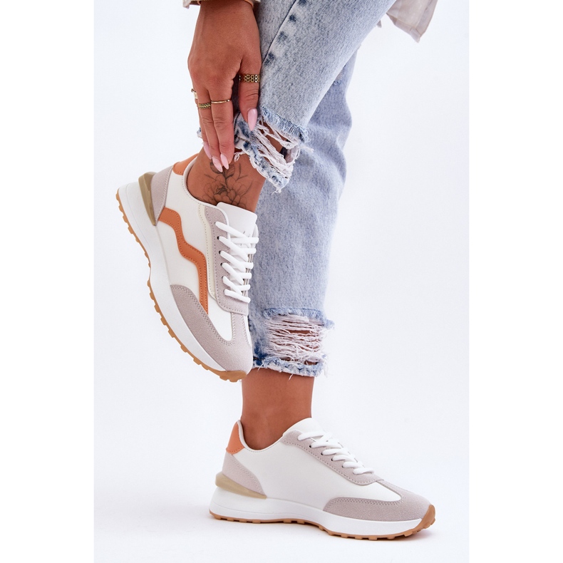 FJ1 Naisten nahkaiset urheilukengät, valkoinen-oranssi Somero 1