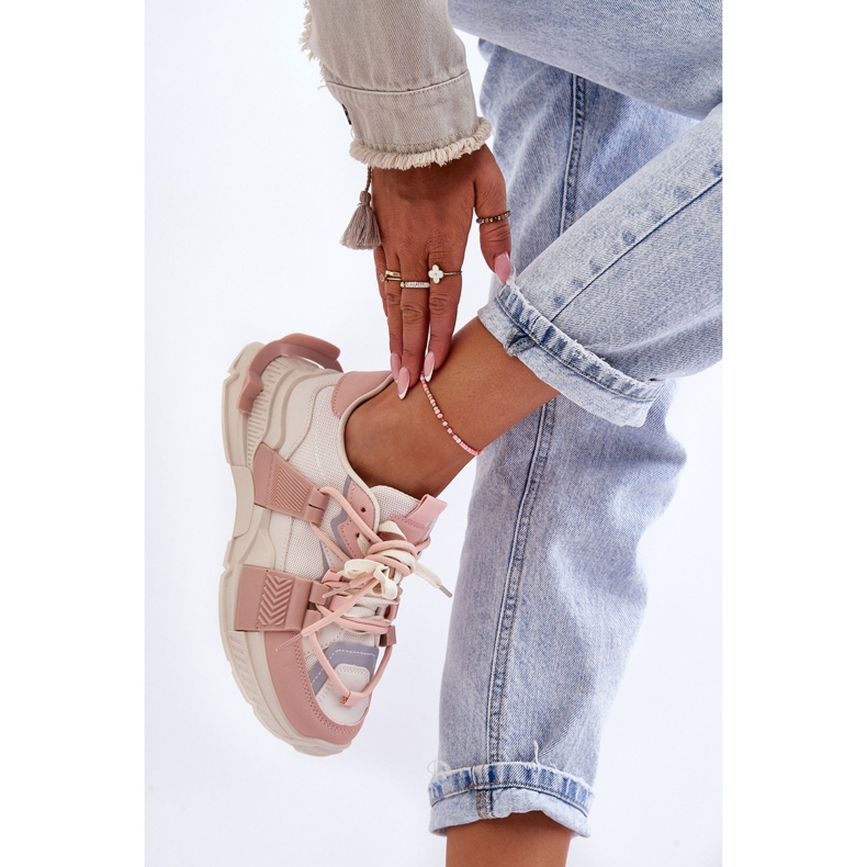 PS1 Naisten muodikkaat nauhalliset urheilukengät beige-vaaleanpunainen Chillout! 2