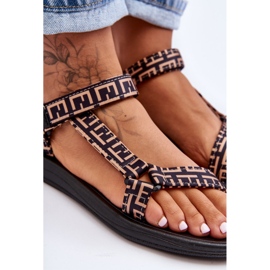 Naisten satiiniset urheilusandaalit, musta ja beige Victory 2