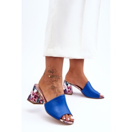 Lewski Shoes Naisten nahkatossut korkokengissä Leewski-kengät 3209/K Sininen 1