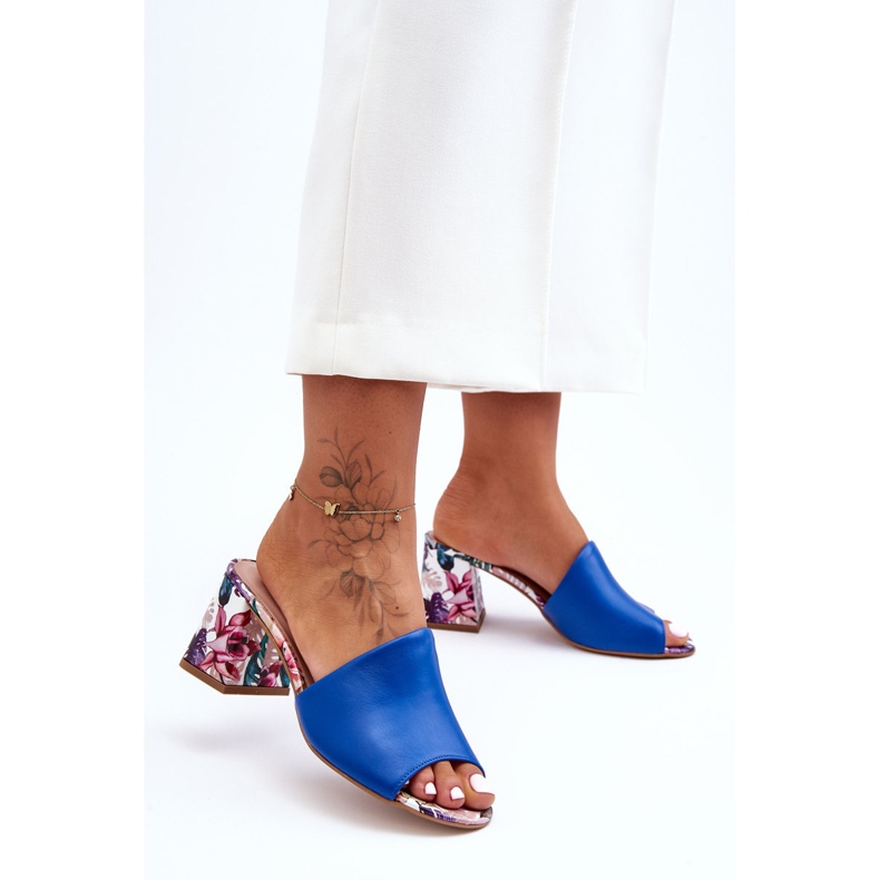 Lewski Shoes Naisten nahkatossut korkokengissä Leewski-kengät 3209/K Sininen 1