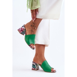 Lewski Shoes Naisten nahkaiset korkeakorkokengät Leskikengät 3209/K Vihreä 1