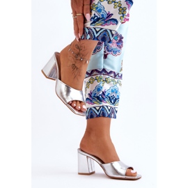 Naisten nahkaiset klassiset tossut, hopea Loara 2