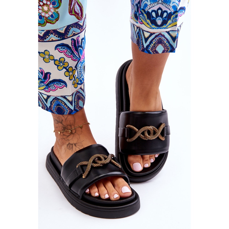 Naisten sandaalit, joissa koristelu Musta Verso 2