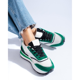 Naisten valkoiset ja vihreät tennarit Shelovet-alustalla valkoinen 1