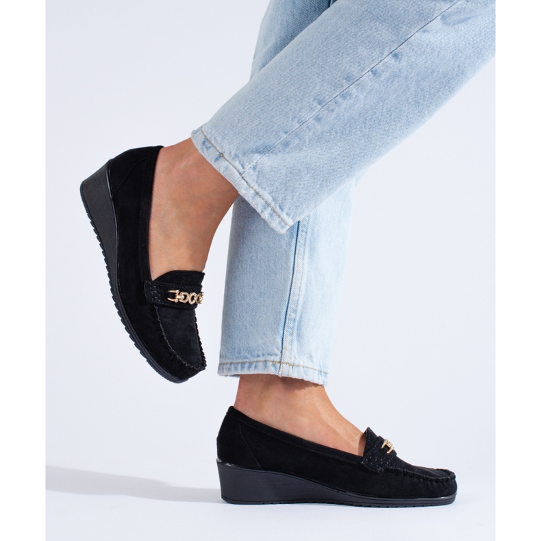 Shelovetin mustat mokkanahkaiset kiilakengät 1