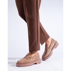 Shelovetin klassiset tummanbeige mokkanahkaiset naisten kengät 2