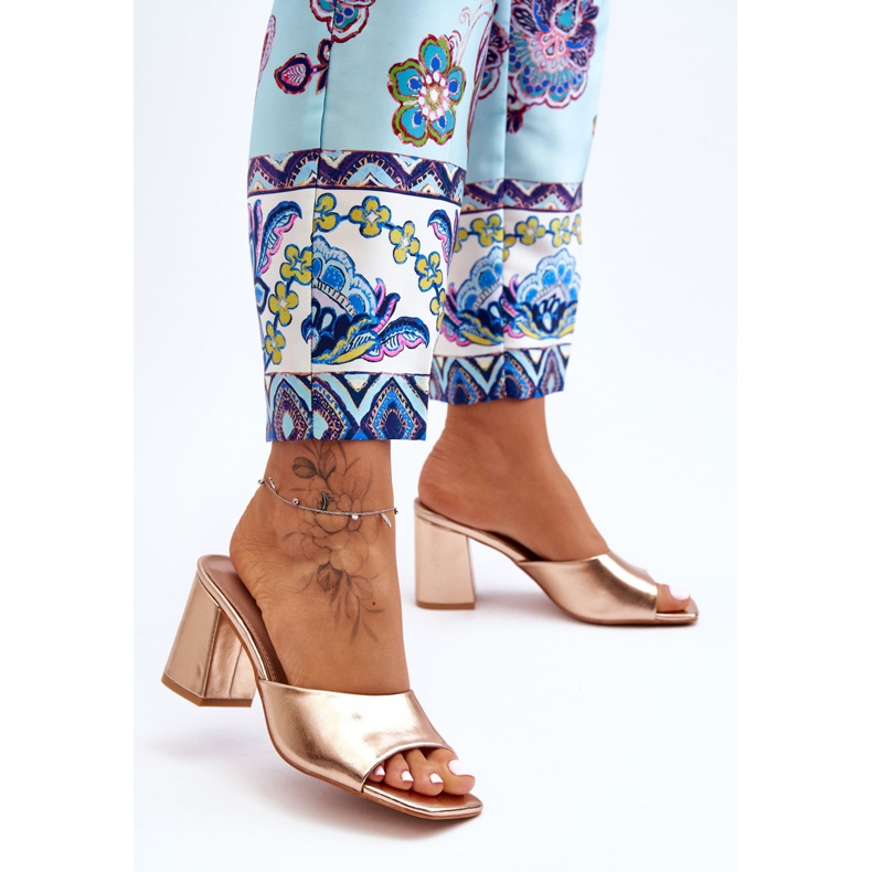 Naisten nahkaiset klassiset tossut Rose Gold Loara kultainen 1