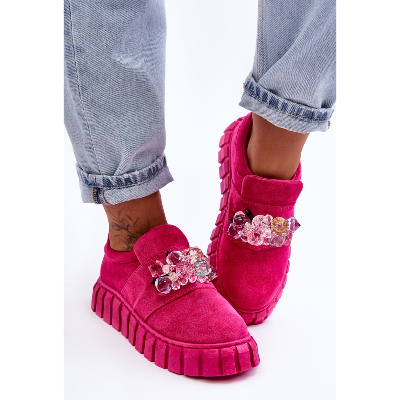 PS1 Muodikkaat Slip-On urheilukengät, joissa on fuchsia Desire -koriste vaaleanpunainen 1