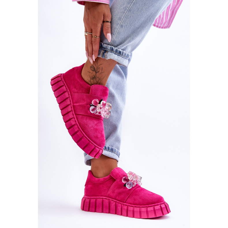 PS1 Muodikkaat Slip-On urheilukengät, joissa on fuchsia Desire -koriste vaaleanpunainen 2