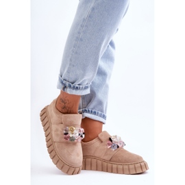 PS1 Muodikkaat Slip-On urheilukengät, joissa on koristelu Tumma beige Desire 2