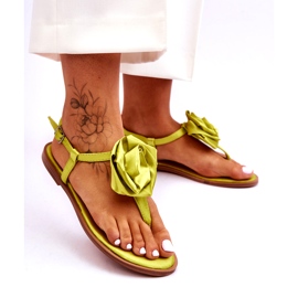 STEPHAN Naisten varvastandaalit kangasruusulla, lime vihreä 2