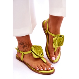 STEPHAN Naisten varvastandaalit kangasruusulla, lime vihreä 3