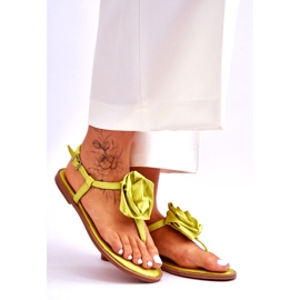 STEPHAN Naisten varvastandaalit kangasruusulla, lime vihreä 6