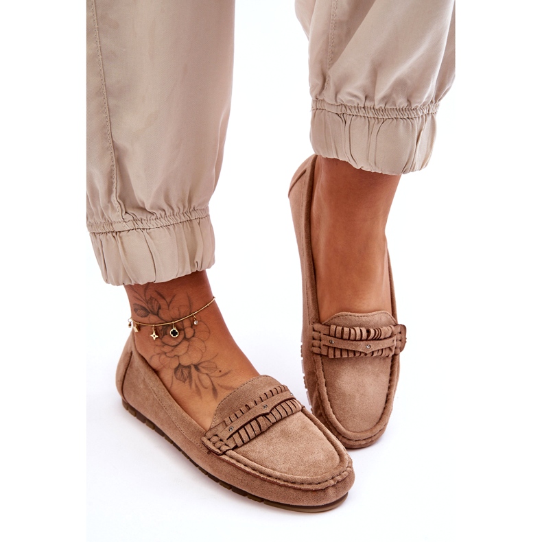 Naisten mokkanahkaiset loafers beige 3