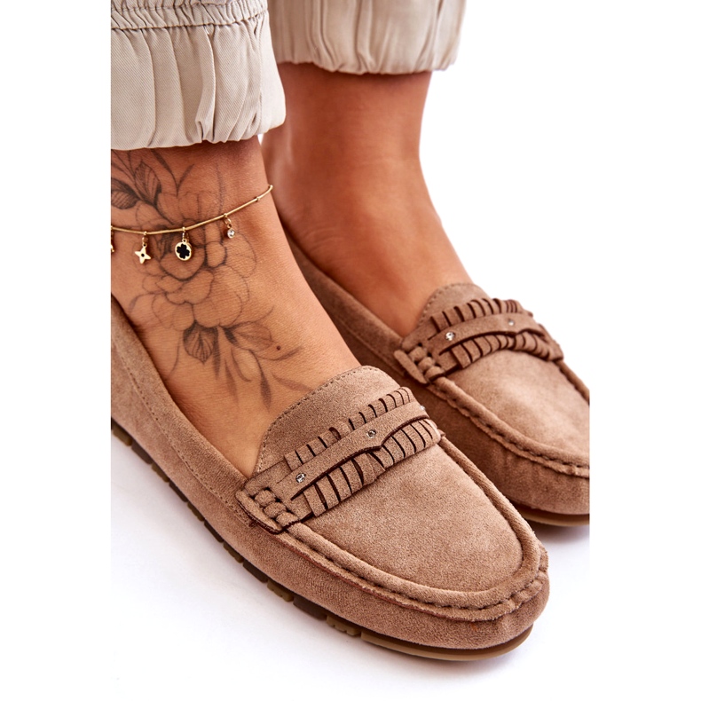 Naisten mokkanahkaiset loafers beige 5