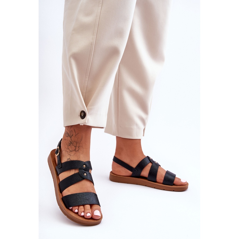 PG1 Black Catalia naisten kiiltävät sandaalit musta 1