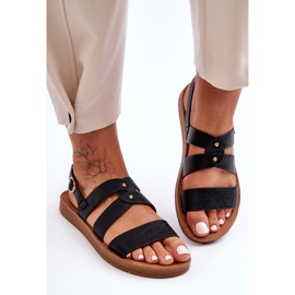 PG1 Black Catalia naisten kiiltävät sandaalit musta 2