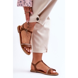 Naisten ruskeat Penna Cubic Zirkonia sandaalit 1