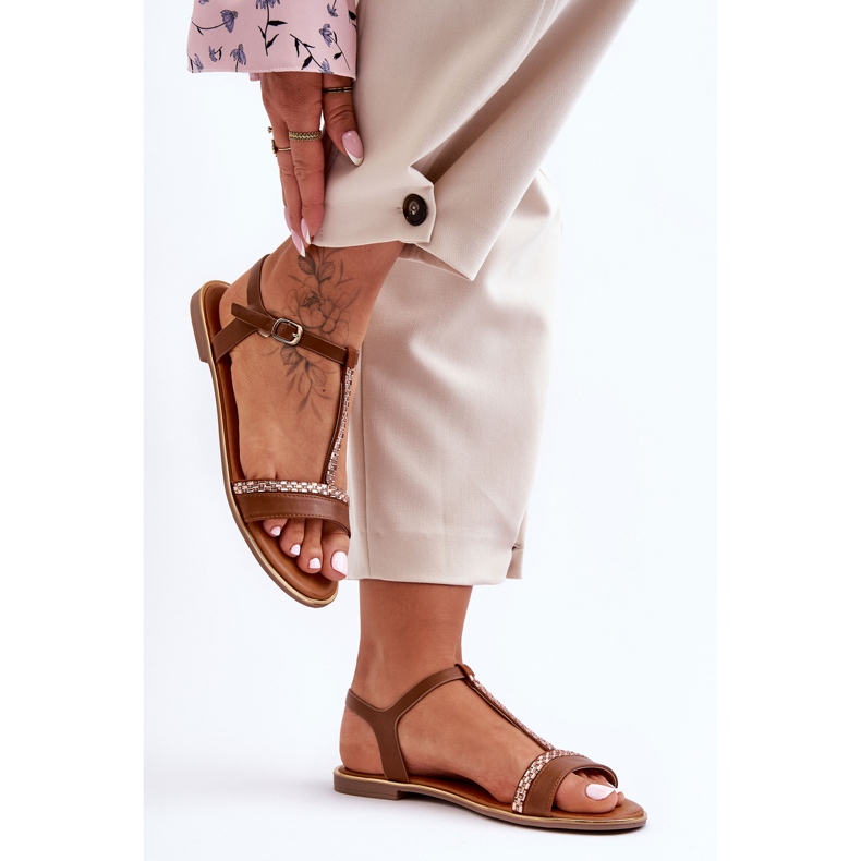 Naisten ruskeat Penna Cubic Zirkonia sandaalit 1