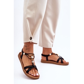 PG1 Naisten koristellut kimaltelevat sandaalit Black Midol musta 2