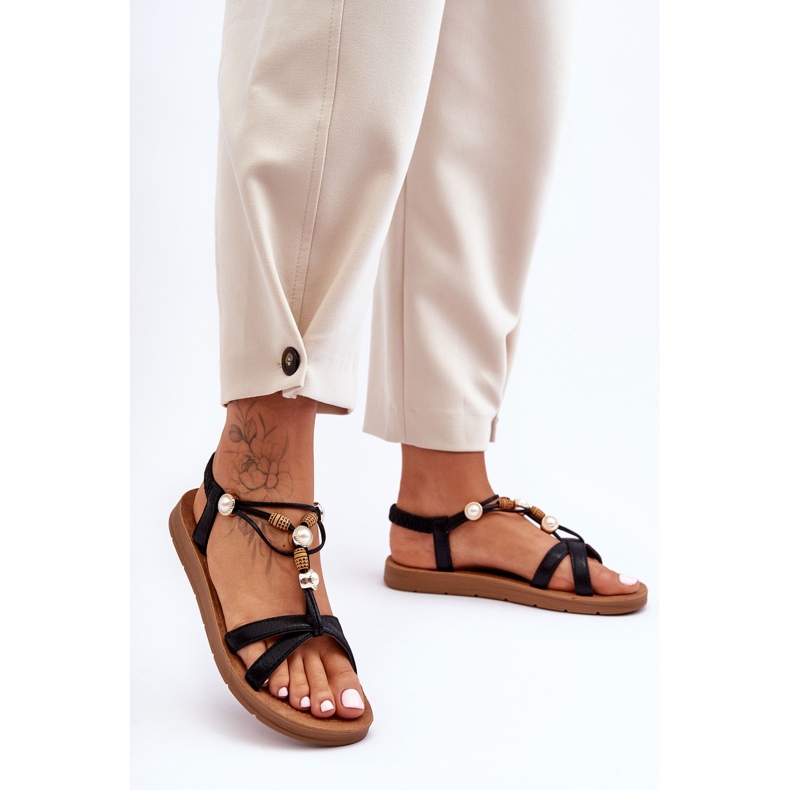 PG1 Naisten koristellut kimaltelevat sandaalit Black Midol musta 2